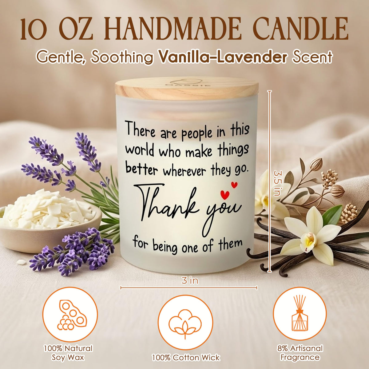 OASSIE Thank You Gifts for Women - Vanilla Lavender Scented Candle 10 oz