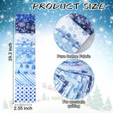 40 Pcs Winter Christmas Snowflakes Cotton Jelly Fabric Strips Blue and White Snowflake Reindeer Patchwork Strips for Quilting Crafting Snowman Precut Patchwork for Sewing DIY Crafts