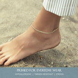 KISPER Gold Curb Ankle Bracelet for Women 3.5mm Plated 925 Sterling Silver