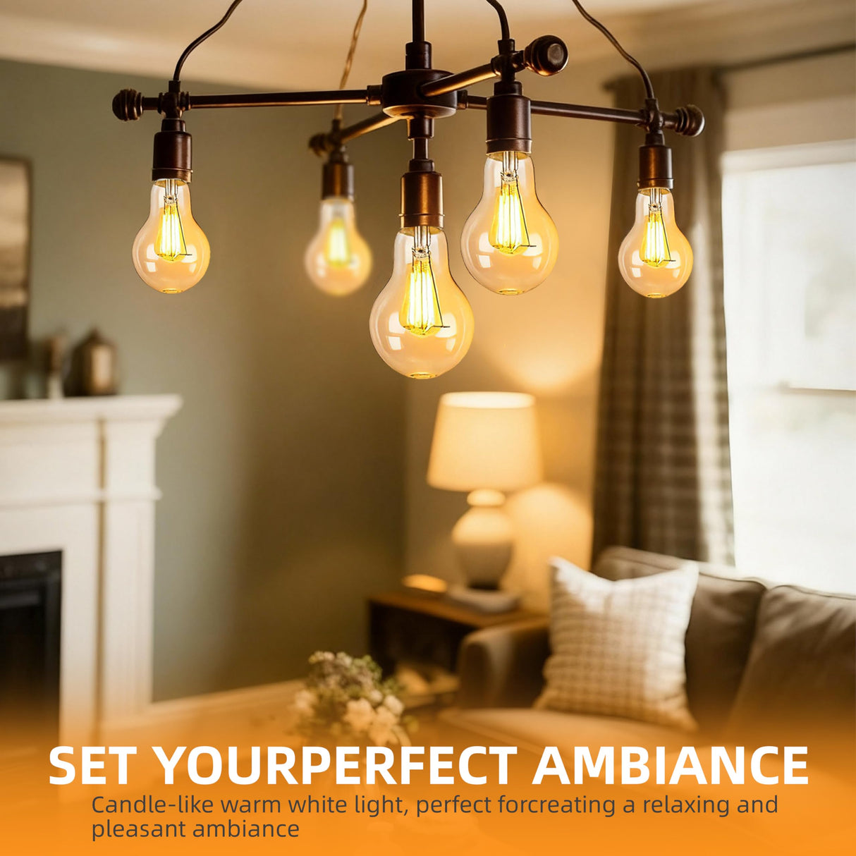 JUNFMLY Clear 60 Watt Incandescent Light Bulbs, A19 Shape, Dimmable, 2700K Soft White, E26 Base, 6 Pack