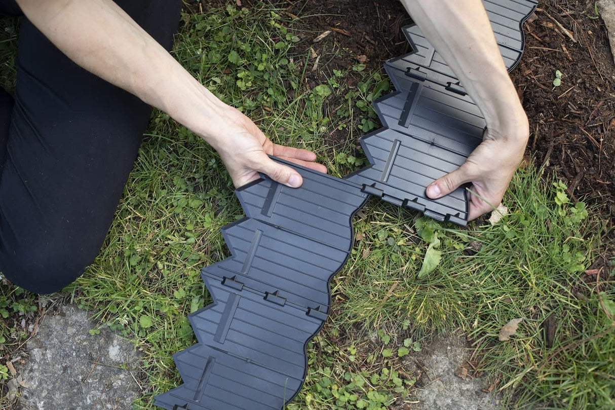 Master Mark Dig-Free Poundable Pound-In Landscape Edging, Garden Edging Border, Decorative Scallop Plastic Lawn Edging, 20 ft Coverage