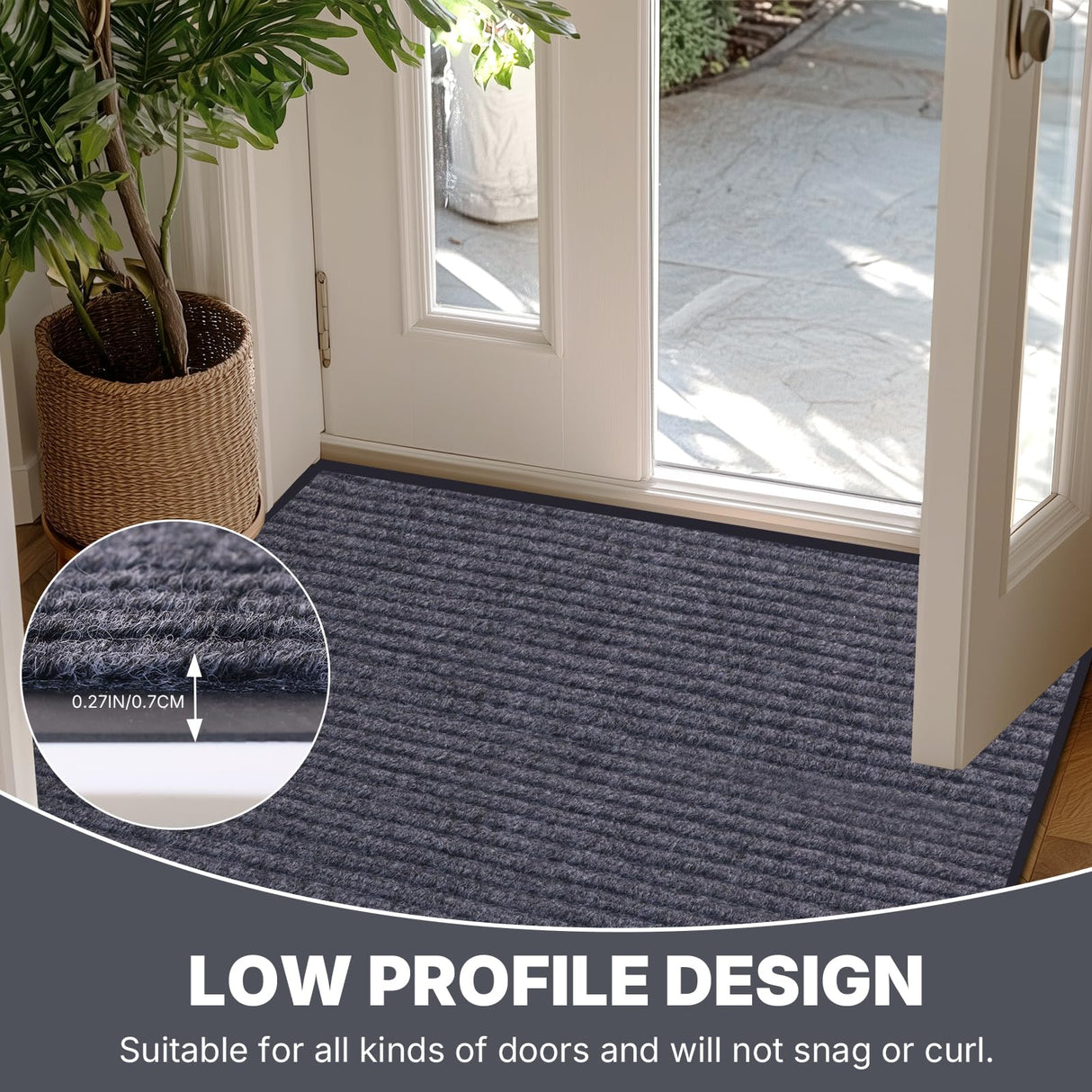 Storystore 3' x 5' Front Door, Mat Heavy-Duty Commercial Mat for Indoor/Outdoor Entryways, Non Slip Rubber Backing Low Profile for Entrance Home Office, Patio & Garage(Gray)