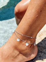 U7 Silver Anklets for Women Lightweight, Stainless Steel Ankle Bracelets Silver Layered Chain Anklet for Women Waterproof