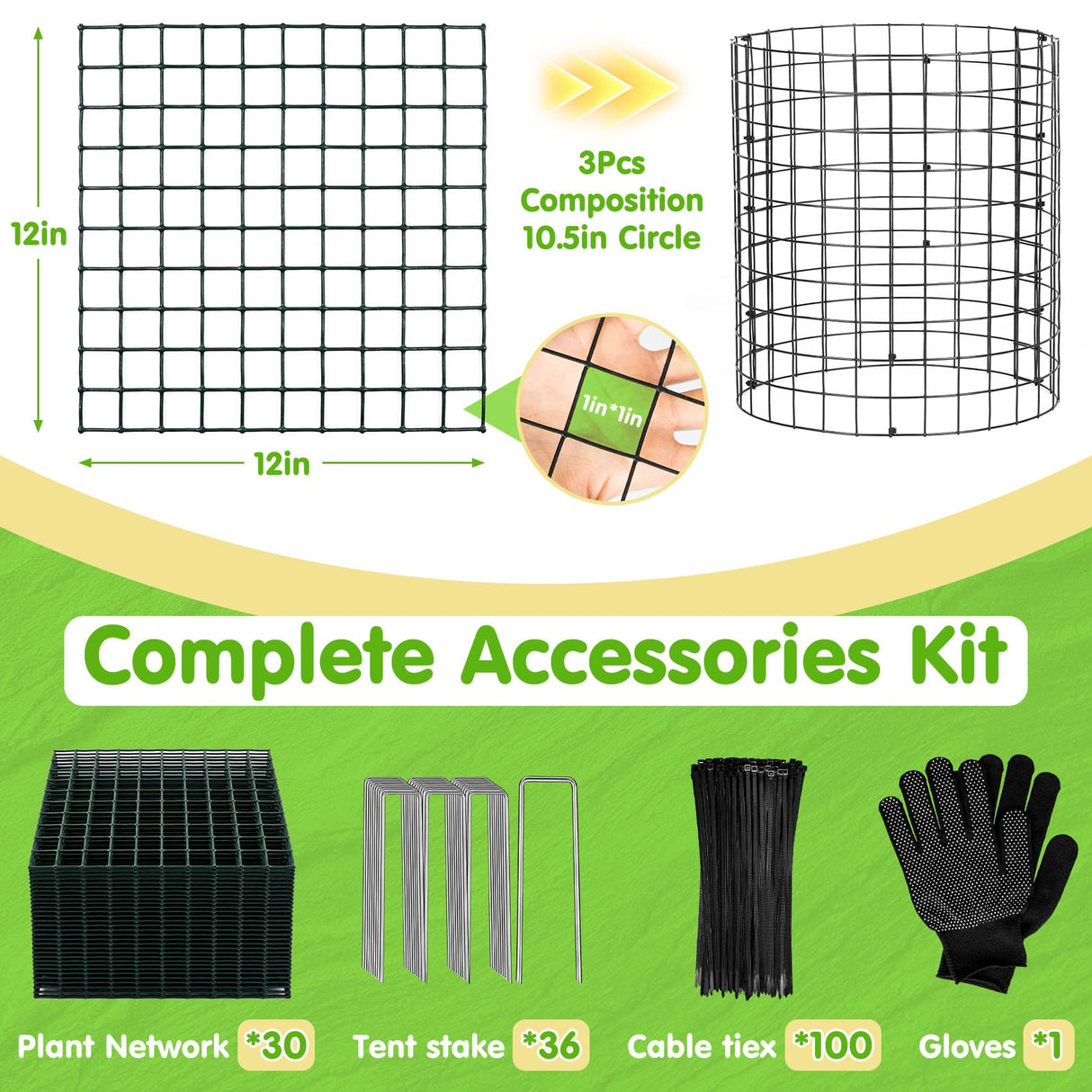 10 Pack Round Plant Protector from Animals – 30pcs 12" × 12" Metal Wire Mesh Garden Plant Cages Wire Plant Covers Pre-Bent Metal Mesh for Seedling Raised Bed Garden Protection for Vegetables Flower