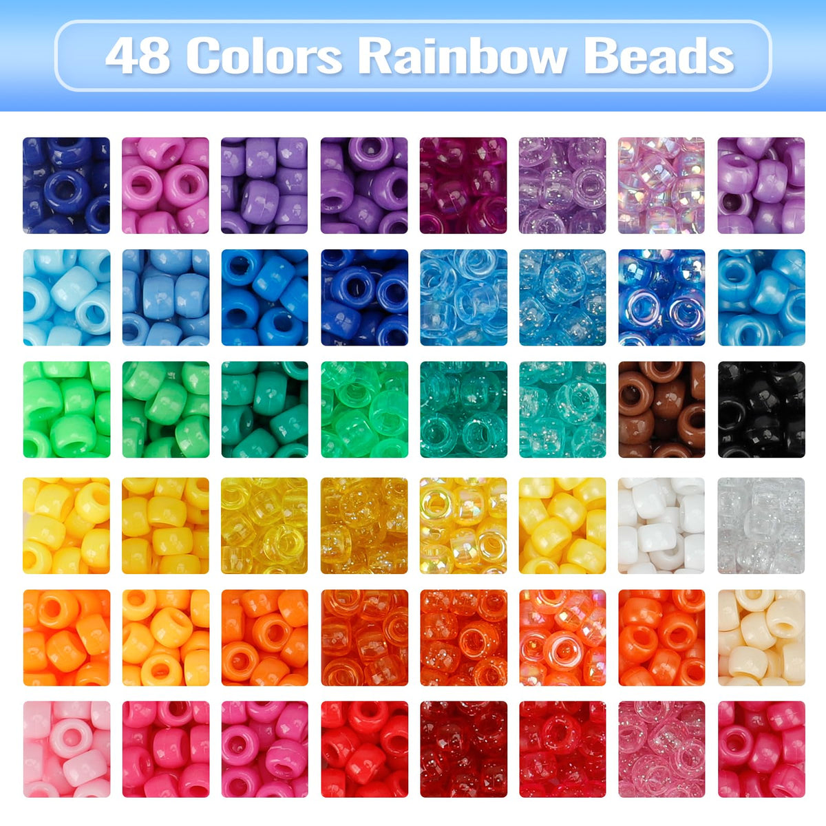 Quefe 48 Colors 4000pcs Pony Beads Bracelet Making Kit with Letter Beads