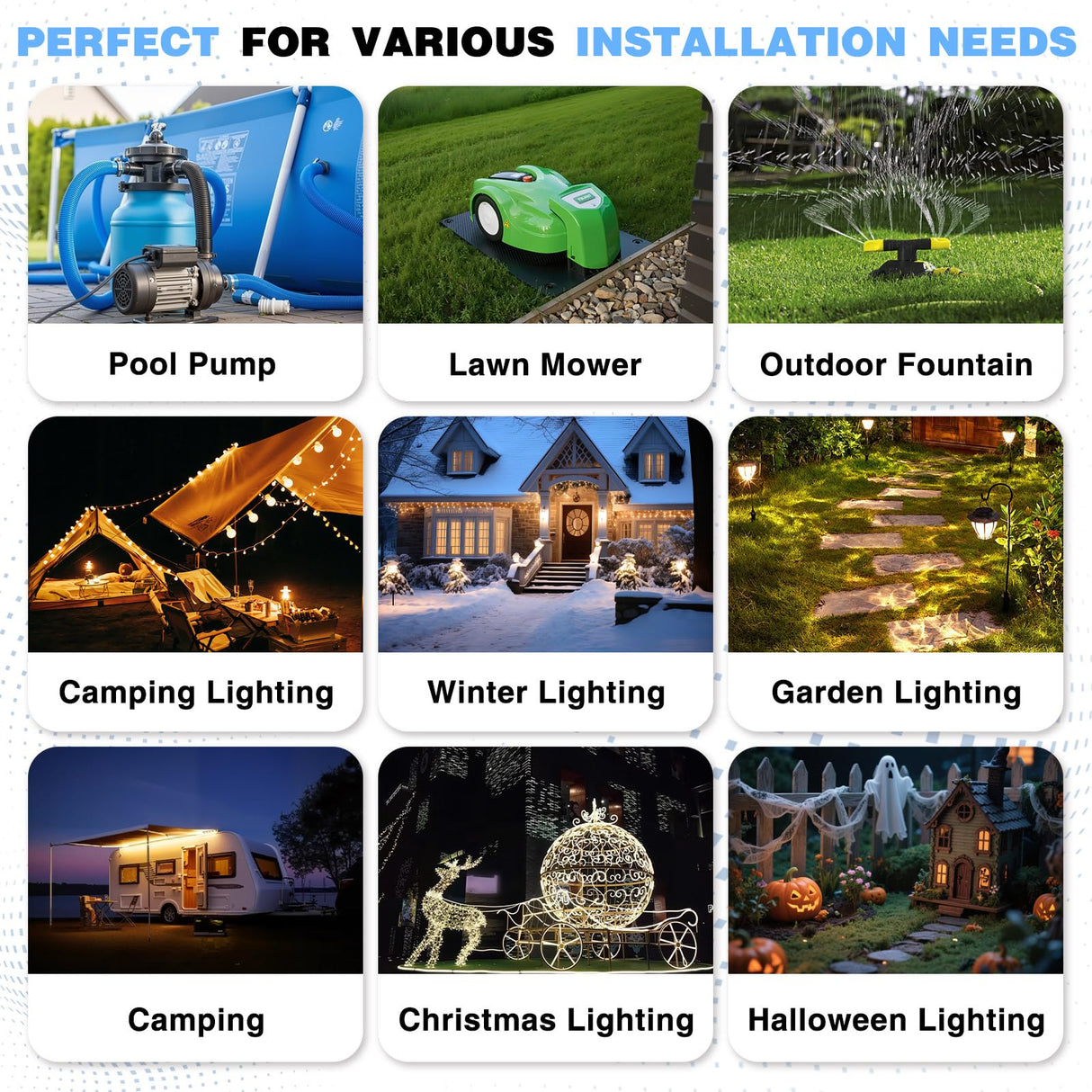 Flemoon [3 Pack] Outdoor Extension Cord Safety Cover with Waterproof Seal, Weatherproof Electrical Connection Box to Protect Outdoor Outlet, Plug, Socket, Christmas Holiday Decoration Light, Black