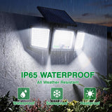 Solar Outdoor Lights Motion Sensor, 2500LM 286 LED Security Flood Lights with Visual Battery & Mode Display, 3 Lighting Modes, IP65 Waterproof 3-Head Wide Angle for Garage, Yard, Patio (2 Pack)