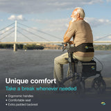 Helavo All Terrain Walker Rollator with 12” Pneumatic Tires – Foldable Outdoor Walkers for Seniors with Seat, Lightweight & Adjustable Height, Shock-Absorbing for Comfort on Any Surface