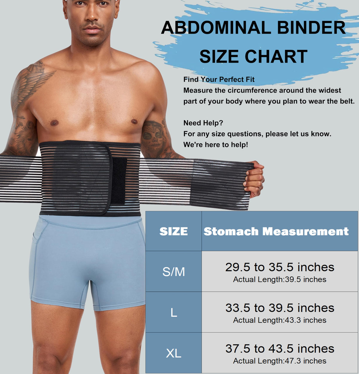 Parperna PARPERNA Abdominal Binder Post Surgery Hernia Support Belt Belly Wrap ...