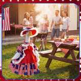 FuWeave 4th of July Porch Goose Outfit for 23'' Plastic Patriotic Cement Goose Statue Clothes Skirt Costume for Independence Day Outdoor Patio Yard Lawn Decor(Style3)