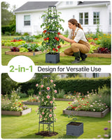 Suteck Raised Garden Bed with Trellis, 2PK Self-Watering Tomato Planter Box