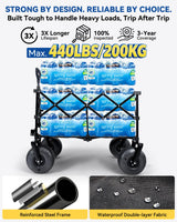 Hikenture Beach Wagon with Balloon Wheels, 9" PU Tires Collapsible Wagon