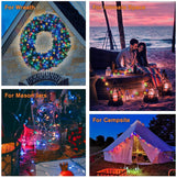 QITONG 4 Pack Multicolor Solar Christmas Lights Outdoor Waterproof, Each 33ft 100 LED Fairy Lights, 8 Modes Silver Wire Mini Twinkle Lights