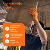 Inspire Heavy Duty Orange Nitrile Gloves | ULTRA 8 Mil Diamond Textured Grip | Industrial Mechanic Disposable Cleaning Gloves Small, 1000 Count