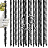 Fabulas Rebar Stakes, 16 inch 16 Pack Ground Stakes Heavy Duty with Chisel Point End, 3/8" Diameter Straight Steel Metal Anchor for Garden Driveway Markers Concrete Form Landscape Camping Plant Black