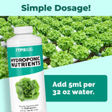 Hydroponic Nutrients for Edible Plants, One Part Complete Liquid Plant Food for Hydroponic Systems, 32 oz (1 Quart)
