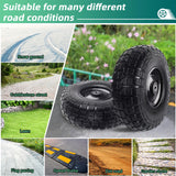 Kavedodu 12'' Flat Free Tires Rubber Replacement Solid Tire and Wheel Assemblies for Hand Trucks Garden Cart Wheelbarrow - 3.5”Wide Polyurethane Tires 2.1 Hub with 5/8 Inch Axle Borehole (410/350-6)