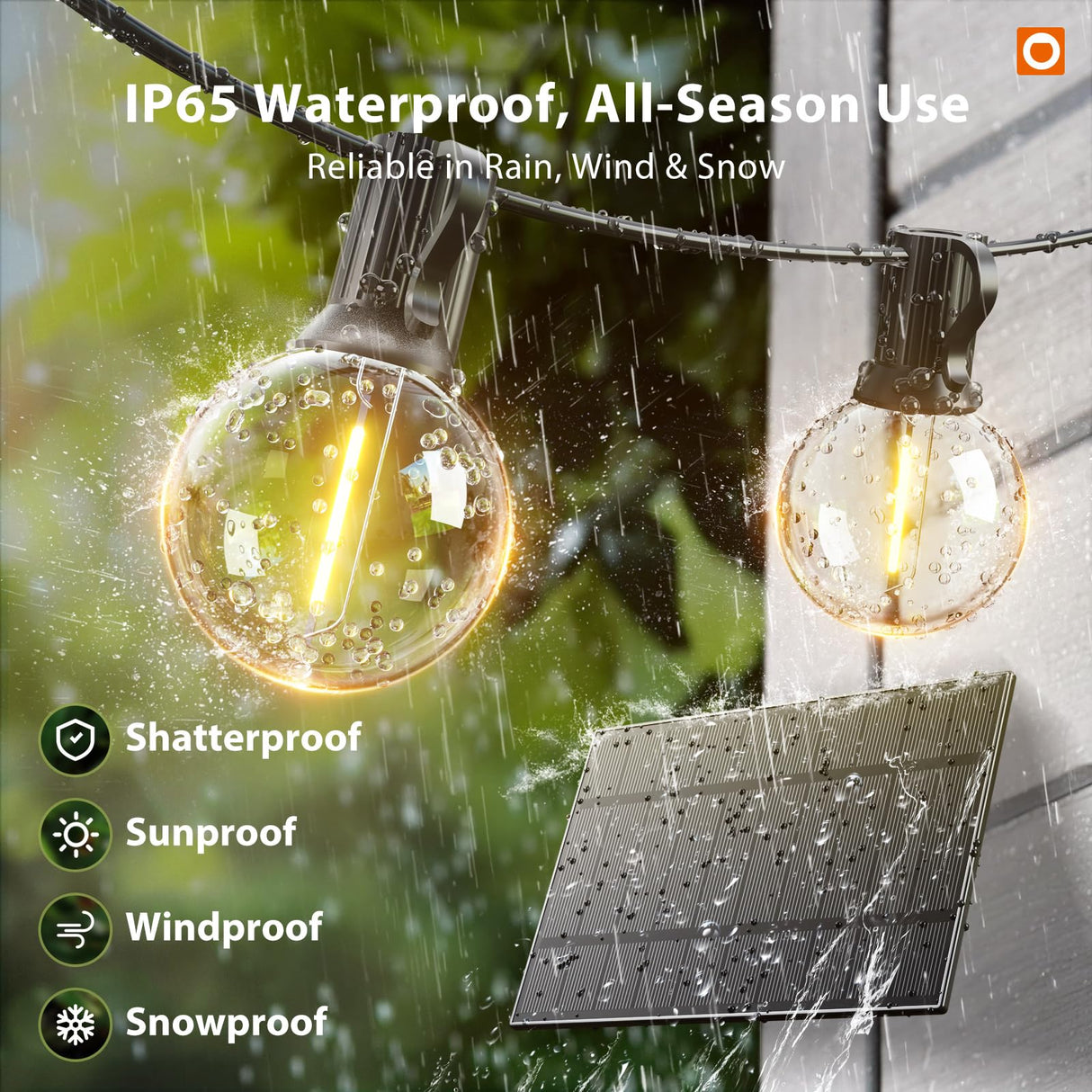 addlon 100FT Solar String Lights Outdoor with Remote, 54 LED Shatterproof Bulbs, USB Charging, 20+ Hour Runtime, Dimmable & Timable, G40 Waterproof Solar Lights for Outside Backyard Patio Garden Decor