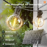 addlon 100FT Solar String Lights Outdoor with Remote, 54 LED Shatterproof Bulbs, USB Charging, 20+ Hour Runtime, Dimmable & Timable, G40 Waterproof Solar Lights for Outside Backyard Patio Garden Decor