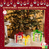 Set of 3 Christmas Lighted Gift Boxes with 140 LED Lights, Plug-in Holiday Decorations for Xmas Tree, Home, Indoor Outdoor Décor