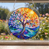 Acrylic Jigsaw Puzzle Suncatcher - Vivid Tree Acrylic Puzzle Window Hanging Kit, 83 Irregular Pieces & Hanging Chain - Creative DIY Home Indoor & Garden Decor (7.4 Inch)