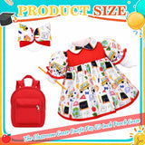 JcHrmers Back to School Porch Goose Outfits Includes Bow Headband Red Schoolbag Doll Collar Dress and Pencil for 23'' Cement Goose Statue for Garden Patio Lawn Yard Outdoor Decoration