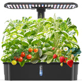 Hydroponics Growing System Kits,Smart Indoor Herb Garden with 24W LED Grow Light Planting Height Adjustablewith,12 Pods Plant Germination Kit,with Quiet Pump, Ideal Gift for All Ages