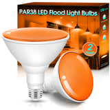 Fulighture Orange Flood Light Bulbs Outdoor 2 Pack, Par38 LED Orange Light Bulbs Not-dimmable15W(100W Equivalent) E26 Halloween Christmas Decorations Light Bulb for Porch Home Holiday Lighting