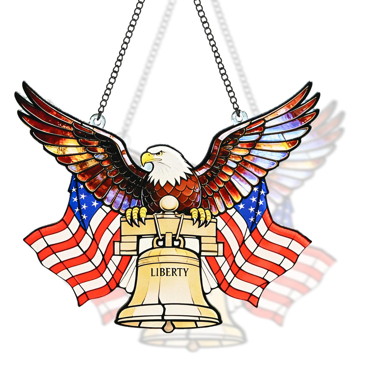 SUNCKET America 250th Independence Day 4th of July Decorations American Bald Eagle 7.8 Inch Stained Glass Window Hanging Suncatcher