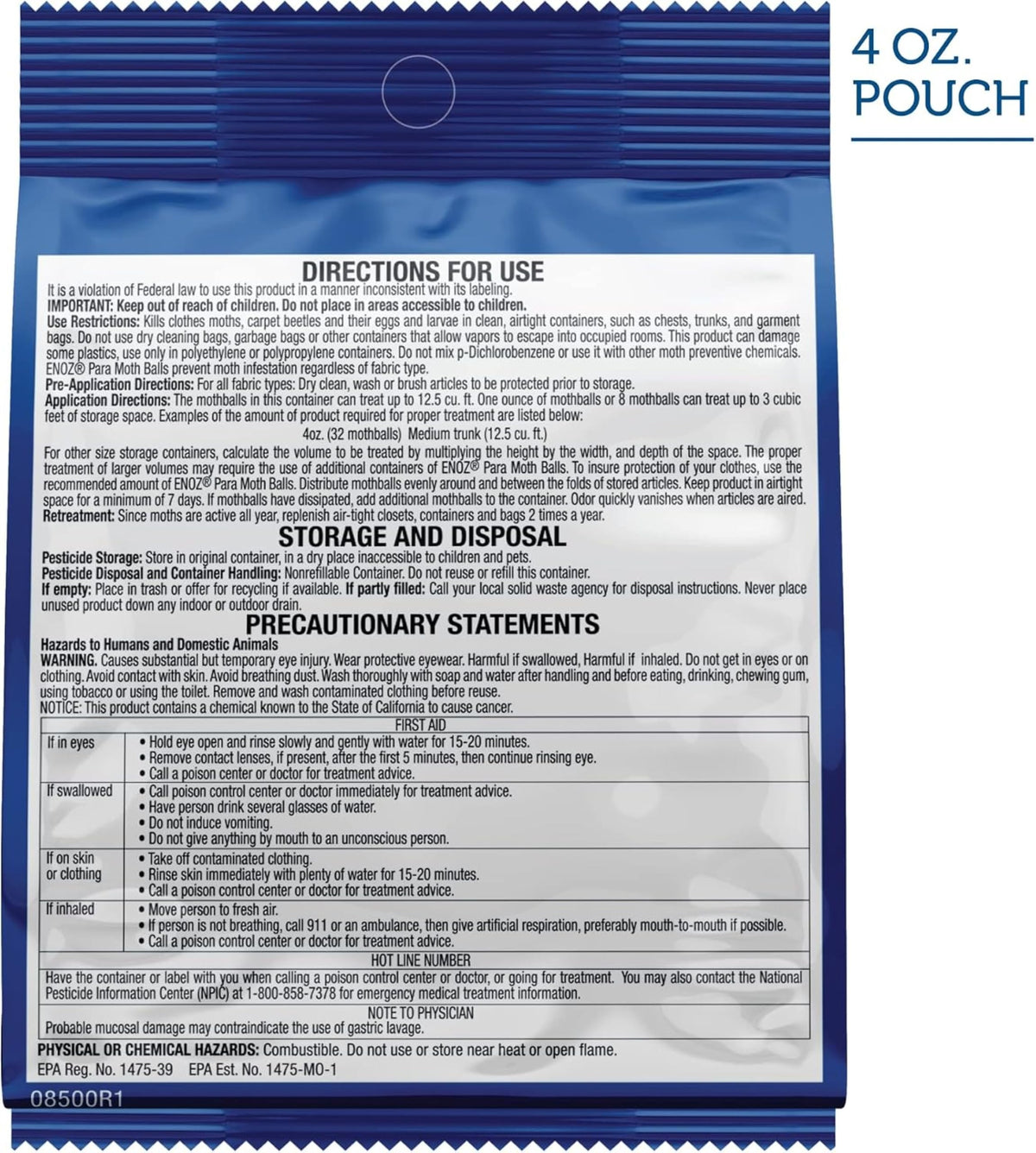Enoz para Moth Balls, 4 Ounce (Pack of 6)