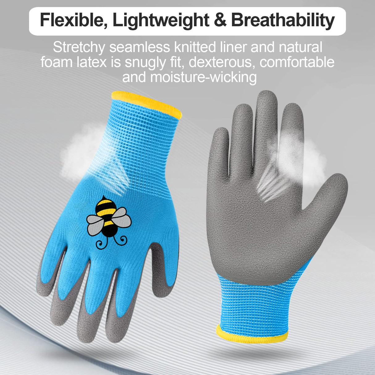 Yumoin 12 Pairs Kids Gardening Gloves Children Yard Work Glove Rubber Coated Garden Gloves for Girls Boys Toddlers Youth Outdoor (Large (Age 9-11))
