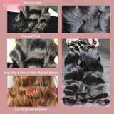 Katspon 12A Human Hair Bundles 18 20 22 24 Inch Body Wave Bundles 100% Unprocessed Brazilian Virgin Hair 4 Bundles Deals Human Hair Extensions Quick Weave Bundles Human Hair Natural Black