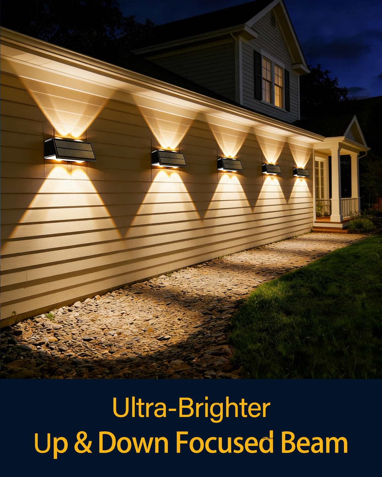 Toeuie Solar Fence Lights Outdoor, 10 Pack 100LM Fence Lights Solar Powered Waterproof, 9 Color Modes, Up & Down LED Focused Beam, 12H Dusk to Dawn Glow for Pool/Patio/Wall/Backyard - Black