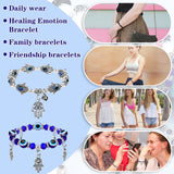 Junkin 12 Pcs Evil Eye Charm Bracelets Hamsa Beaded Charm Hand of Fatima Turkish Greek Blue Eyes Stretch Bracelet Lucky Protection Wristband for Women Men Blessing Gift