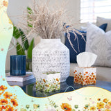 Fourluoo 12 Pack Fall Flower Floral Facial Tissues Cube Boxes 600 Sheets 3 Ply Small Wildflower Face Tissues Bulk for Autumn Christmas Car Bedroom Supplies