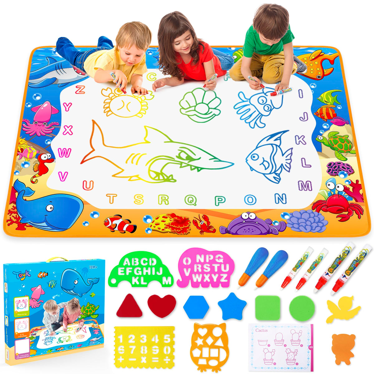 Water Doodle Mat - Kids Color Painting Toy, Gift Set for Toddlers 2-7