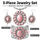 Shop LC Howlite Western Jewelry Set for Women | Turquoise Inspired Cowgirl Boho Necklace Earrings Bracelet | Chunky Statement Southwestern Jewelry - Sunset Rose