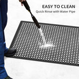 ROVSUN Rubber Floor Mat with Holes, 36''x 60'' Anti-Fatigue/Non-Slip Drainage Mat, for Industrial Kitchen Restaurant Bar Bathroom Utility Garage Pool Entry Door Mat, Indoor (36''x 60'' Black 2Pcs)