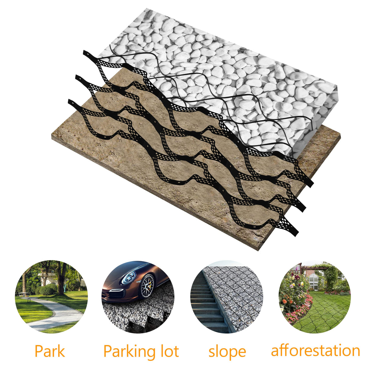 Sunnyglade 2" Thick Ground Grid 13.6 x 4 FT, Gravel Retainer 1880 lb/sq ft