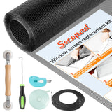 Secopad Window Screen Repair Kit, 48" x 118" Screen Door Mesh Replacement Kit, Durable Fiberglass Roll with Tools for Windows Doors Patio and Porch Replacement, Black