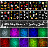 2025 Upgrade Christmas Halloween Projector Lights Outdoor Decorations, COOLWUFAN Holiday Projector Lights with Remote and 20 HD Effects(3D Ocean Wave) for Xmas Halloween Party Yard Decor