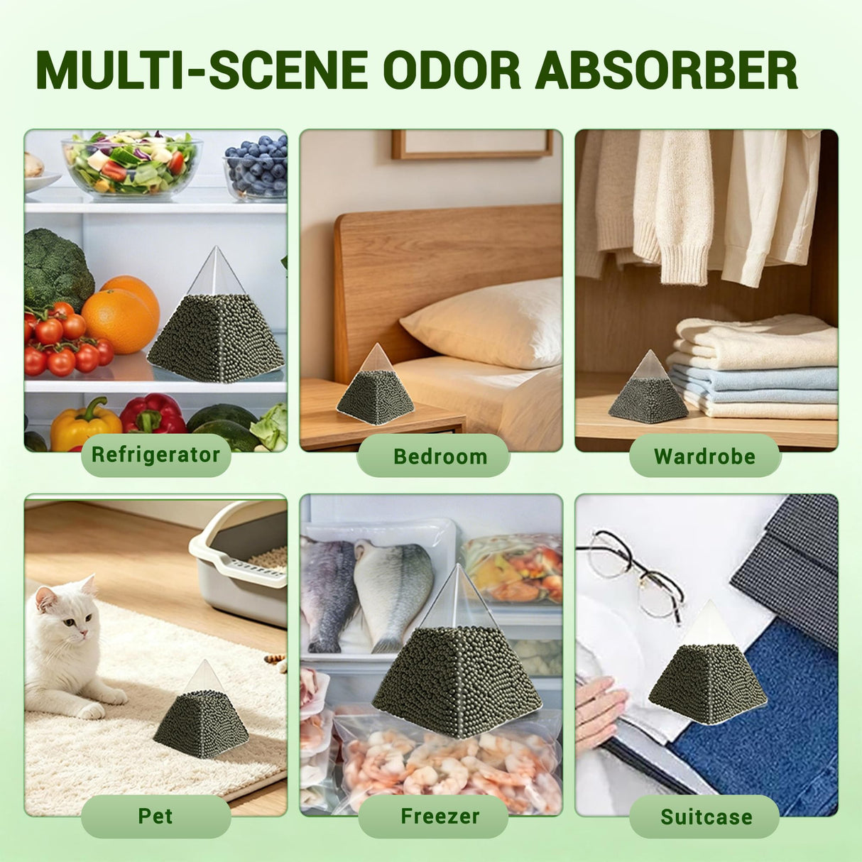 Refrigerator Deodorizer, Activated Carbon Odor Absorber, Fridge, 10 Packs