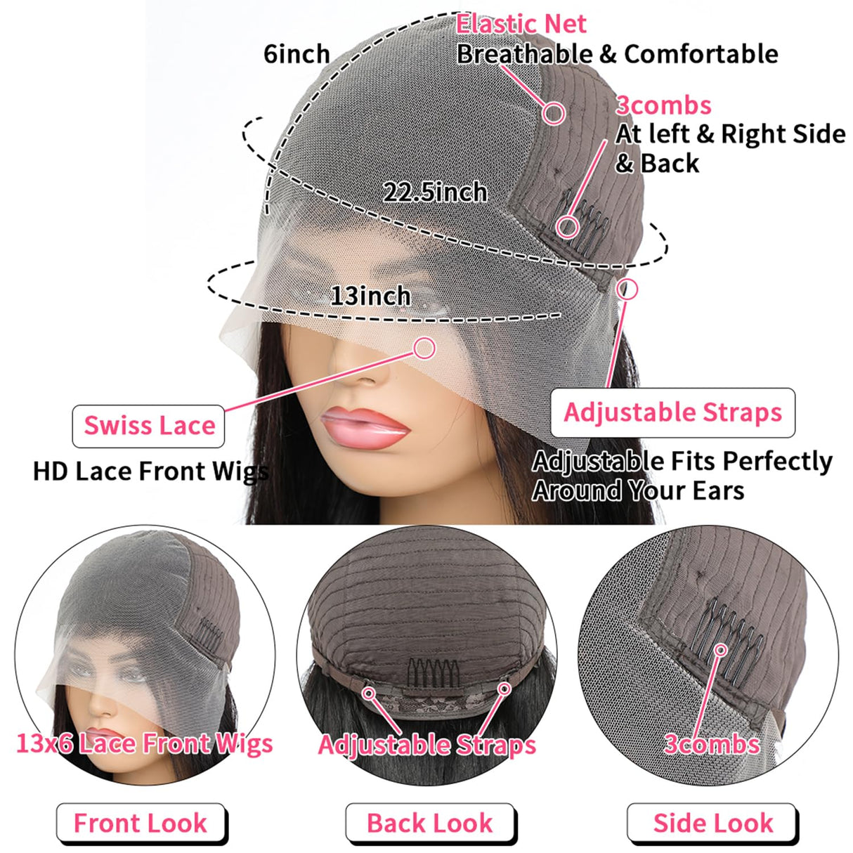 30 Inch 13x6 HD Deep Wave Lace Front Wigs Human Hair Pre Plucked 200% Density Transparent Deep Curly Lace Frontal Wigs With Baby Hair Glueless Wig For Women