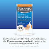 ScarAway Complete Scar Treatment Kit, Clinically Supported Treatment for Scars (2) Tan Medical-Grade Silicone Scar Sheets (1.5" x 3") and Silicone Gel (0.35 Oz), Water-Resistant & Self-Adhesive