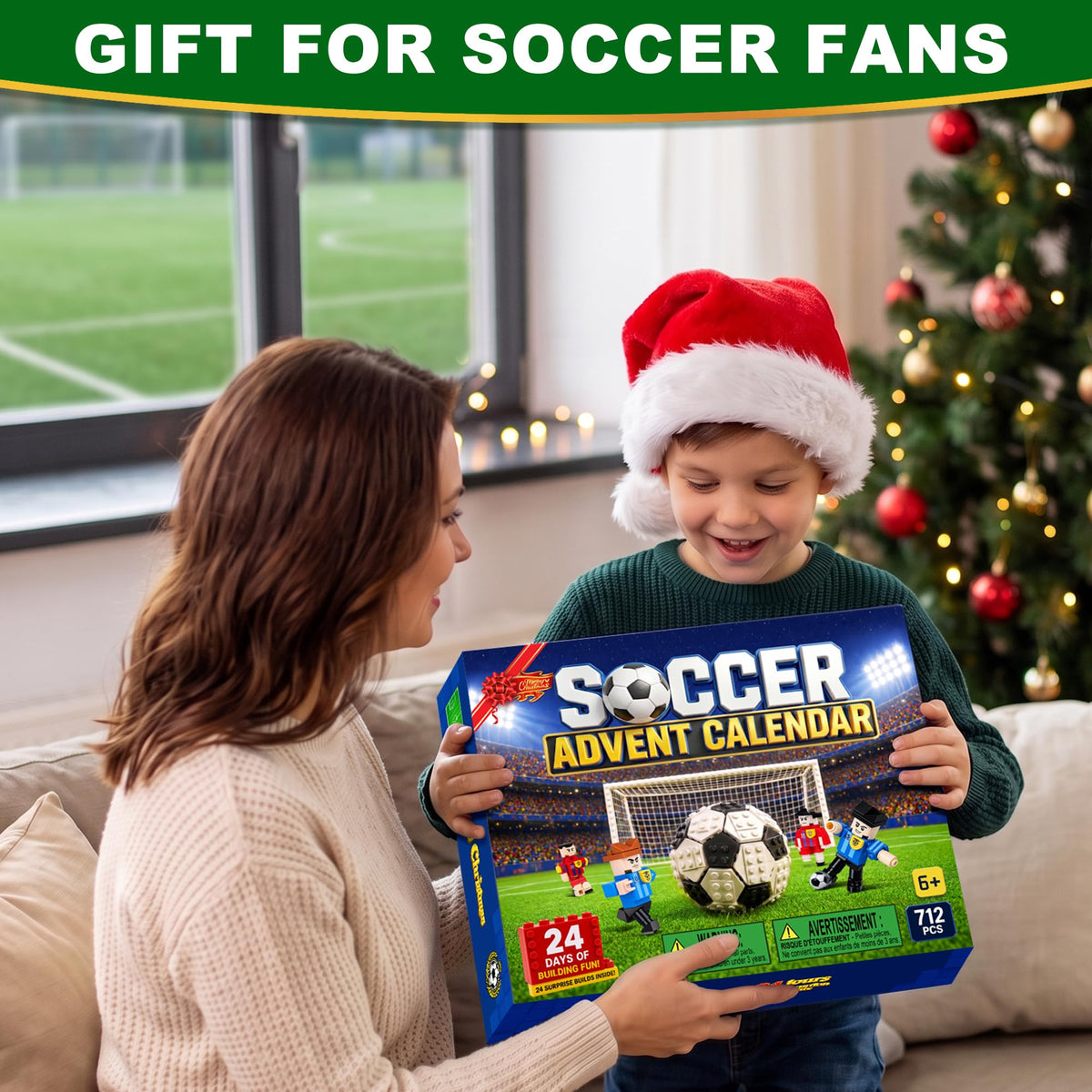 Soccer Advent Calendar 2026 for Kids Boys, 24-Day Building Countdown Gifts