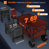 Originsure 220L Collapsible Beach Wagon Cart with Big Wheels, 460lbs, Red