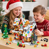 3 Style Christmas Gingerbread House Building Set with Lights - 2025 Christmas Castle Village Building Block Toy with Santa Claus Xmas Tree Train Gifts for Adults Kids Girls Boys Ages 6+ (1477PCS)