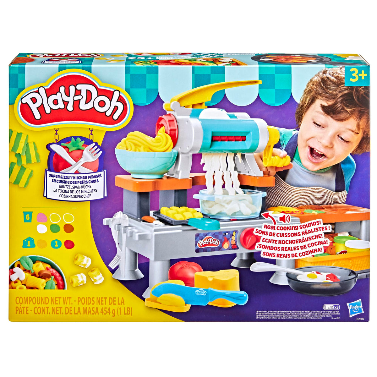 Play-Doh Super Sizzlin' Kitchen Playset, Realistic Cooking Toy Sounds, 25+ Play Foods to Create, Kids Arts & Crafts 3+