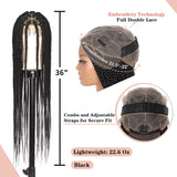 Lexqui 36'' Knotless Box Braided Wigs for Women Braided Lace Wigs Triangle Lace Front Braided Wig Human Hair Blended Full Double Lace Braided wig with Baby Hair Braid Lace Front Wig