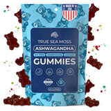 TrueSeaMoss Ashwagandha Gummies for Women & Men – Vegan Herbal Blend with Sea Moss, Bladderwrack & Burdock, 60 Gummies in Pouch (30-Day Supply)
